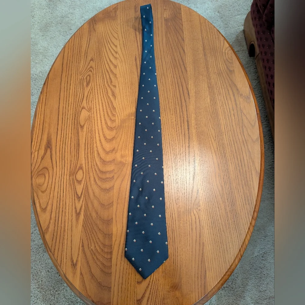 Dior Navy/Red Print Silk Tie - Picture 4 of 4